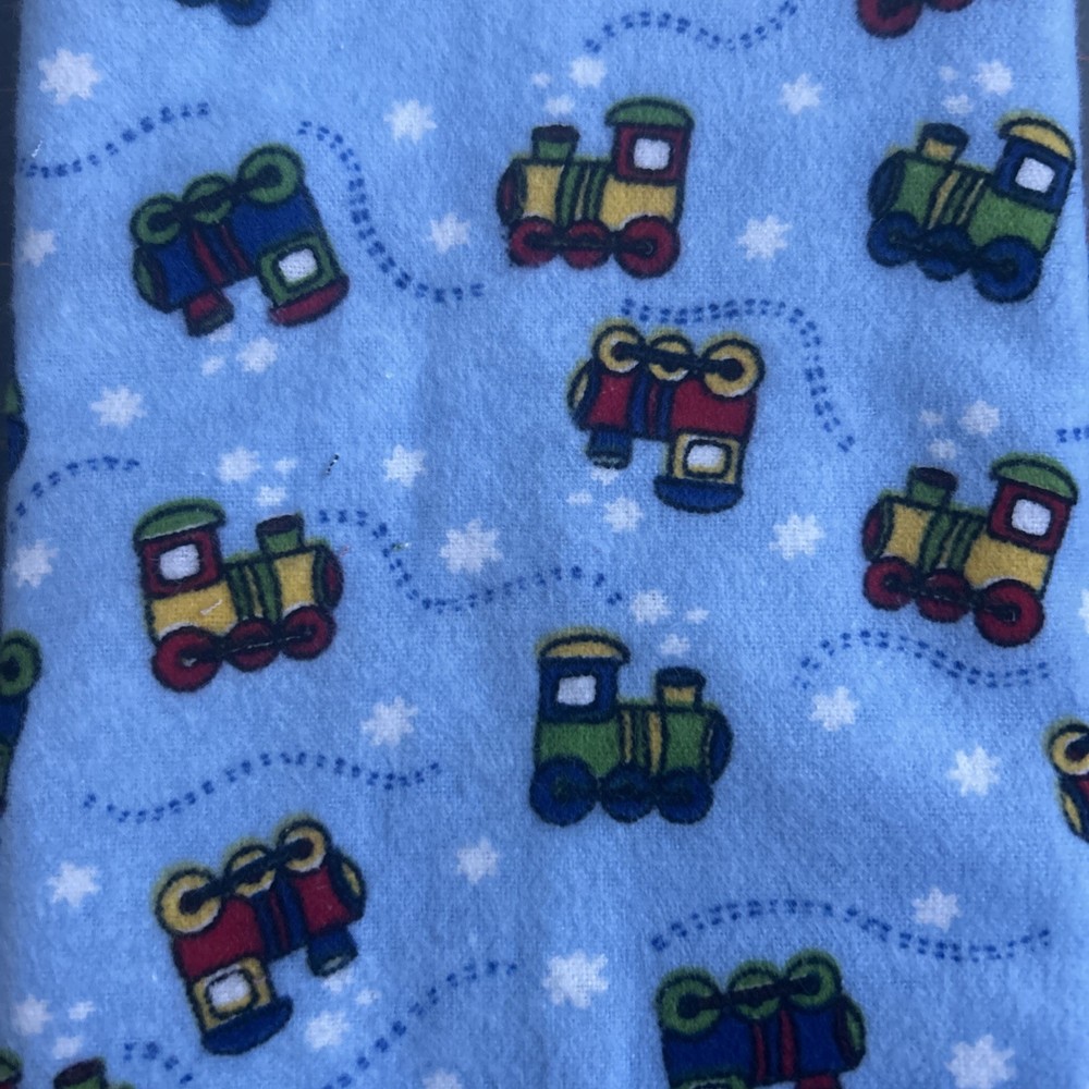FLANNEL NOVELTY kids Cotton FABRIC Jo Anns Trains Tracks RR on Blue Fat Quarter
