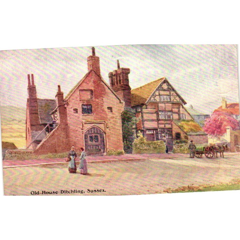 Vintage Sunny Sussex Postcard Old House Ditchling Cambridge University Hove Post