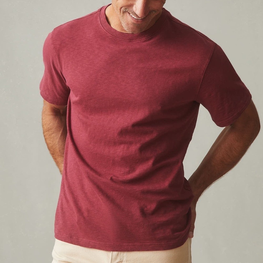 American Giant Premium Slub T-Shirt Men Medium Red Cotton Short Sleeve Crew Neck