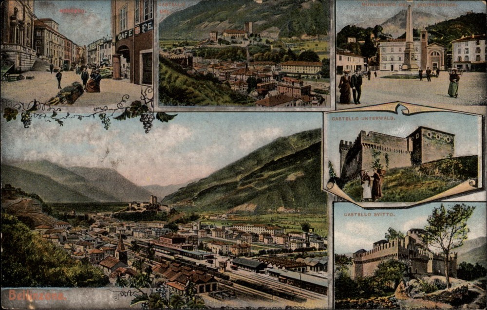 Bellinzona Switzerland view vintage postcard s139