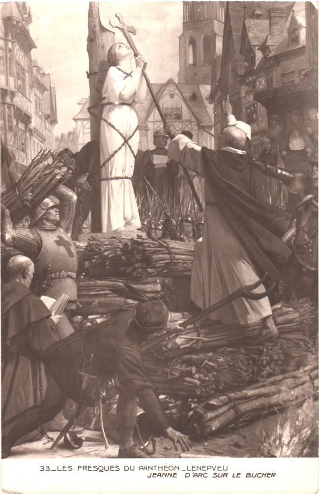 Paris France Joan of Arc at the Stake by Lenepveu Pantheon Vintage Postcard