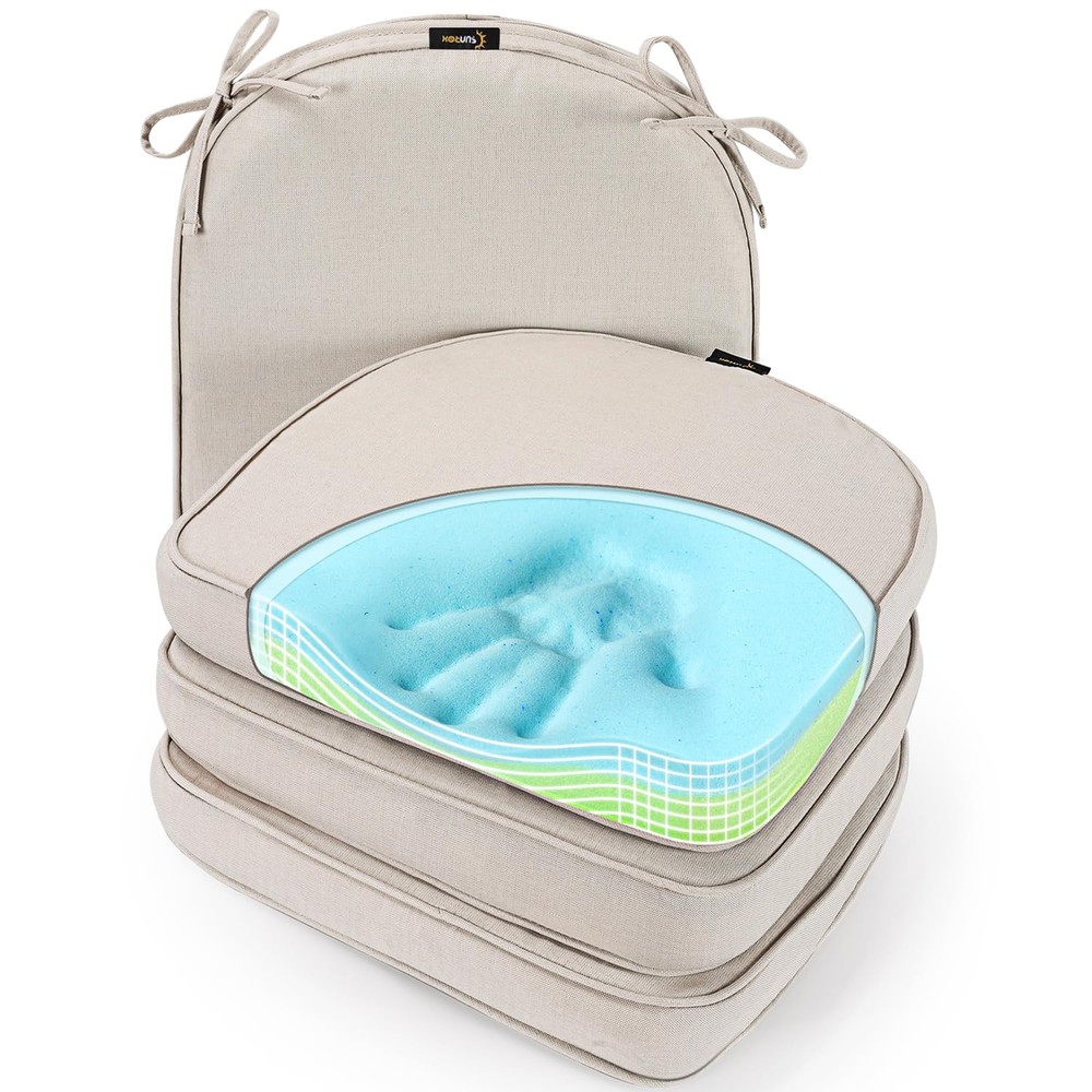Gel Memory Foam Chair Cushions, FadeShield Water-, Stain-Resistant Durable Re...
