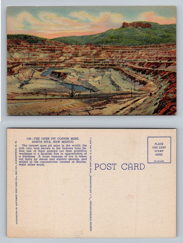Santa Rita, NM-New Mexico, Open Pit Copper Mine Excavation Vintage Postcard