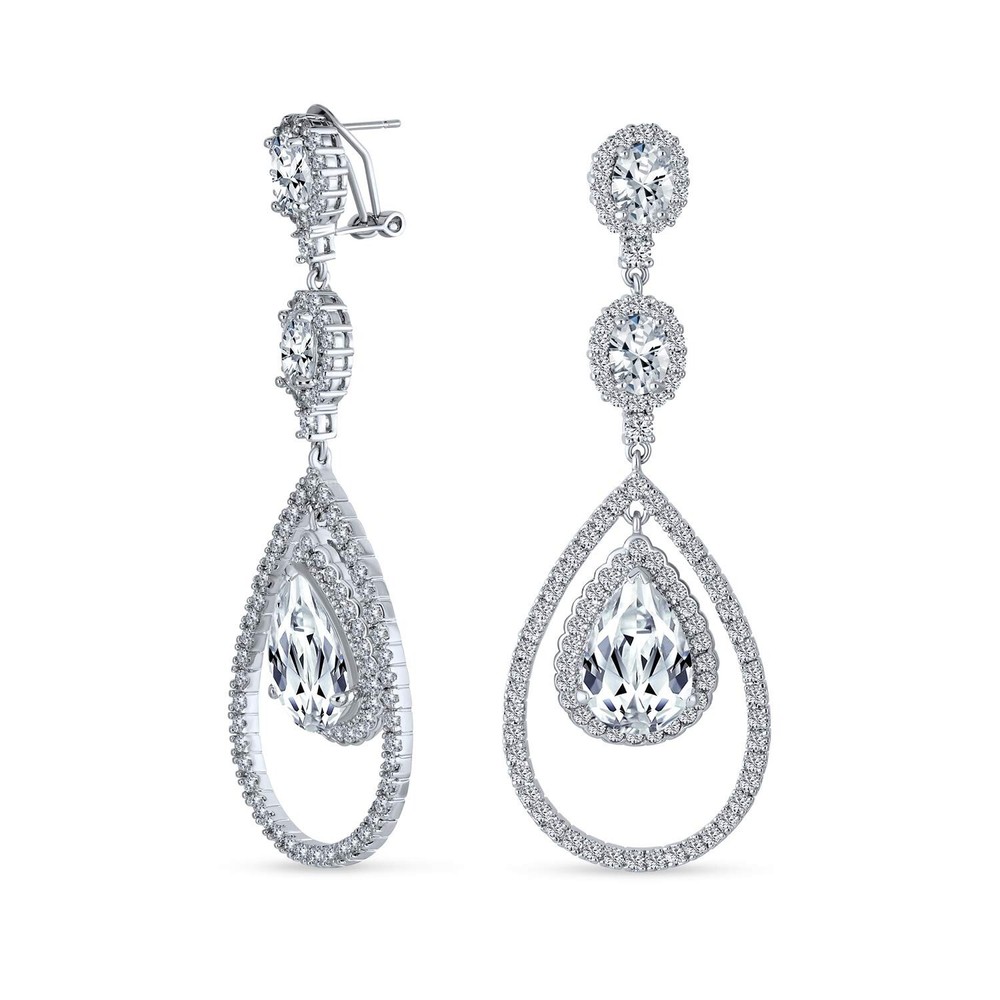 Art Deco Style Wedding Simulated Gemstone Jewel Colors AAA Cubic Zirconia Dou...