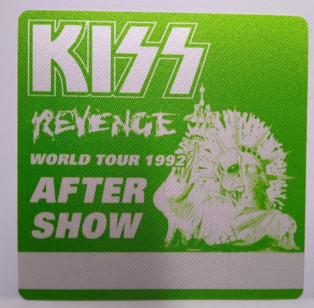 Kiss Revenge World Tour Backstage Pass 1992 Hard Rock Glam Vintage Cloth Green