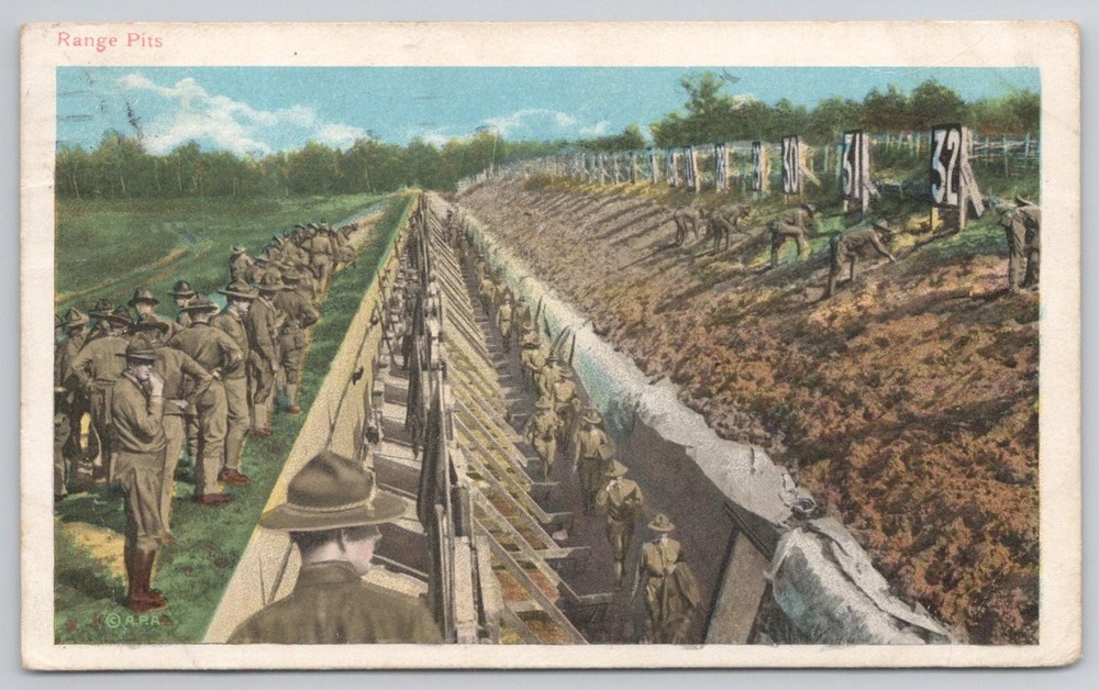 1918 WWI Era Trenton NJ Dix Branch Army Range Pits Military Postcard