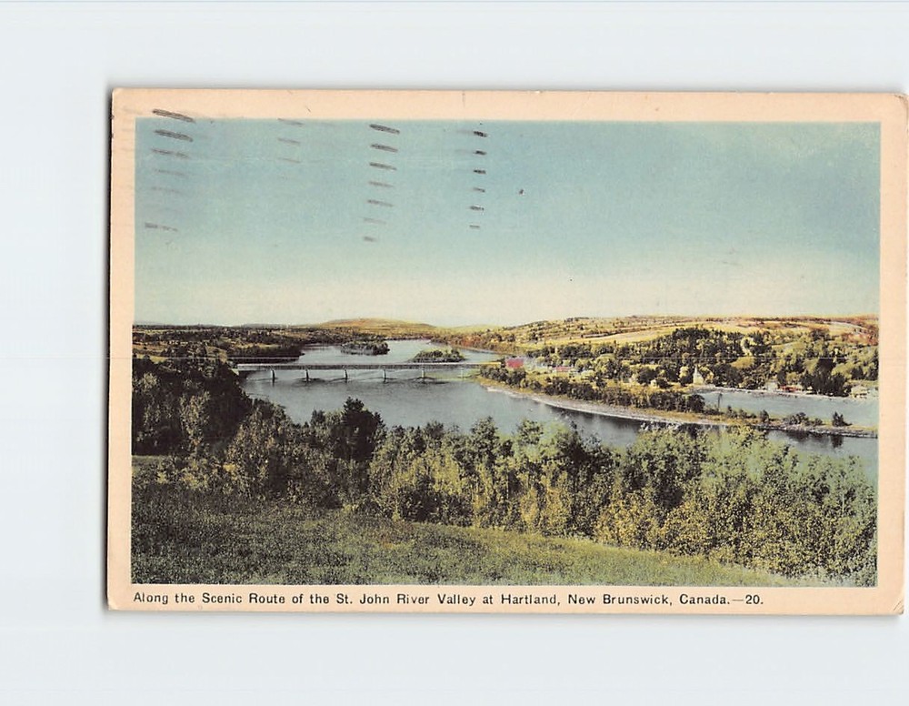 Postcard Along the Scenic Route of St John River Valley at Hartland NB Canada