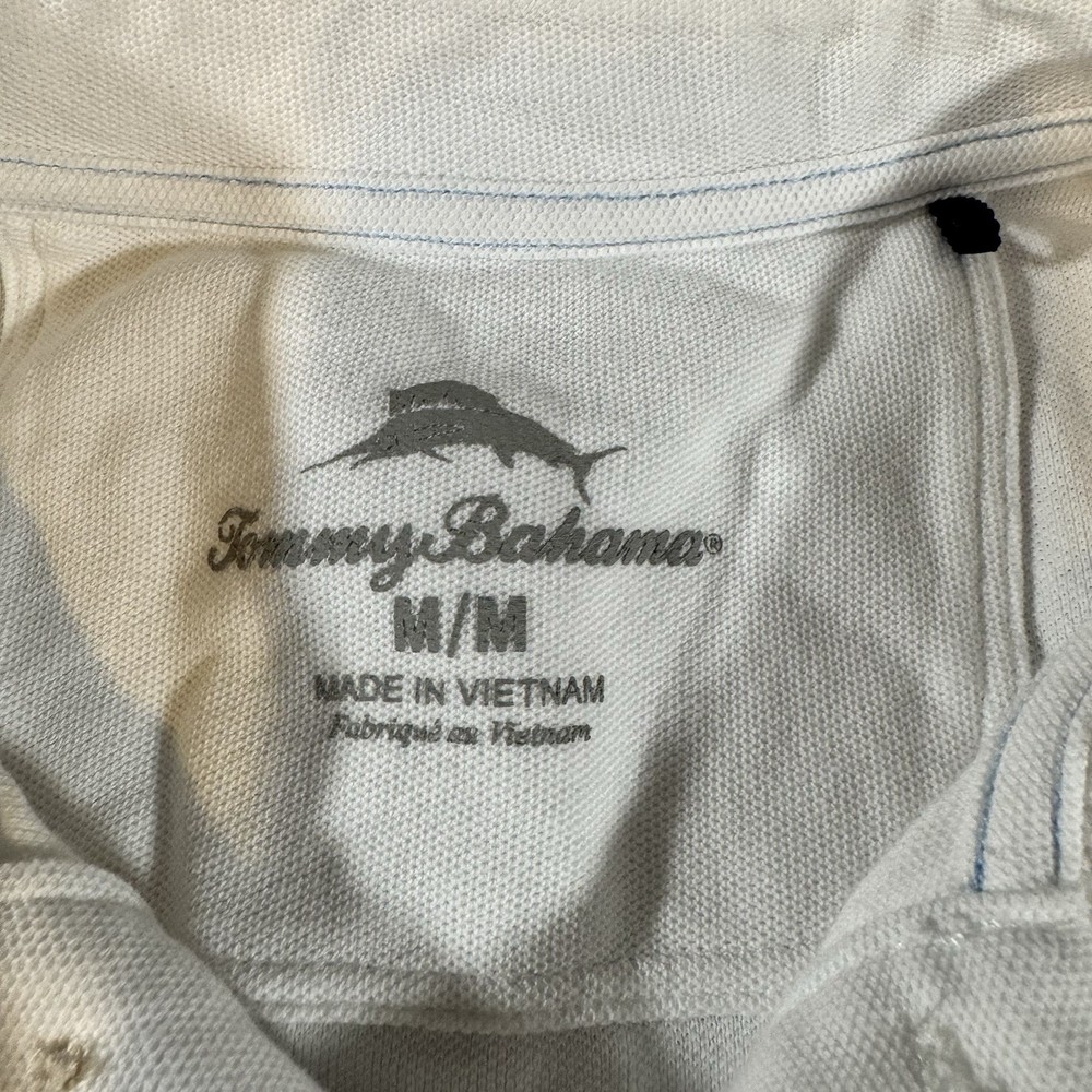 Tommy Bahama Men’s IslandZone Supima White Polo Shirt -Medium