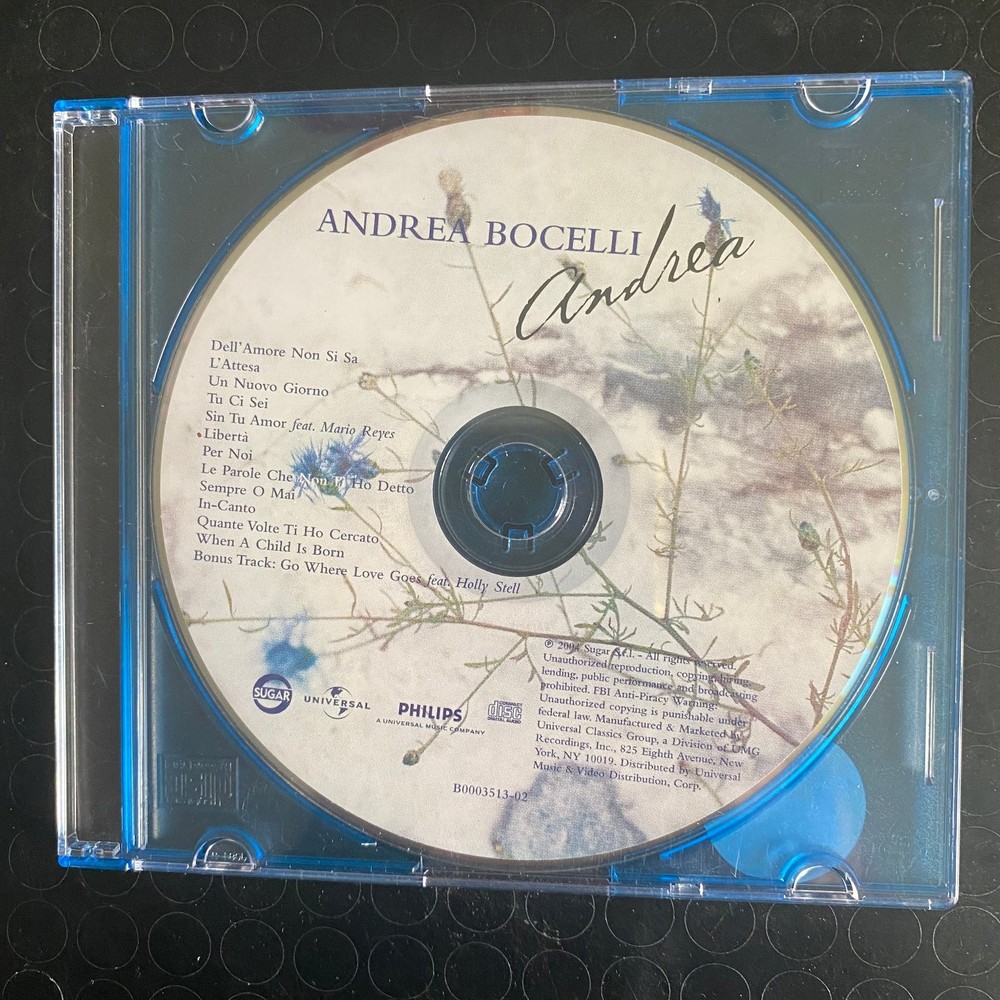 Andrea Bocelli – Andrea CD 2004 Pop Classical Crossover Sugar Universal Philips