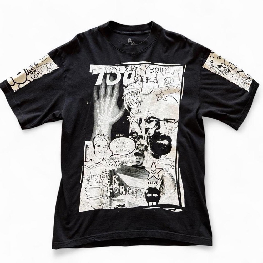 Austin Babbitt (AssPizza) Black Screen-Printed Collage Tshirt