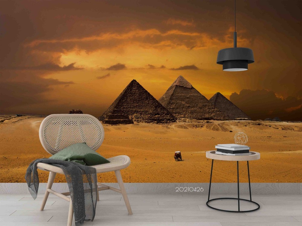 3D Desert Pyramid Landscape Wall Murals Wallpaper Murals Wall Sticker