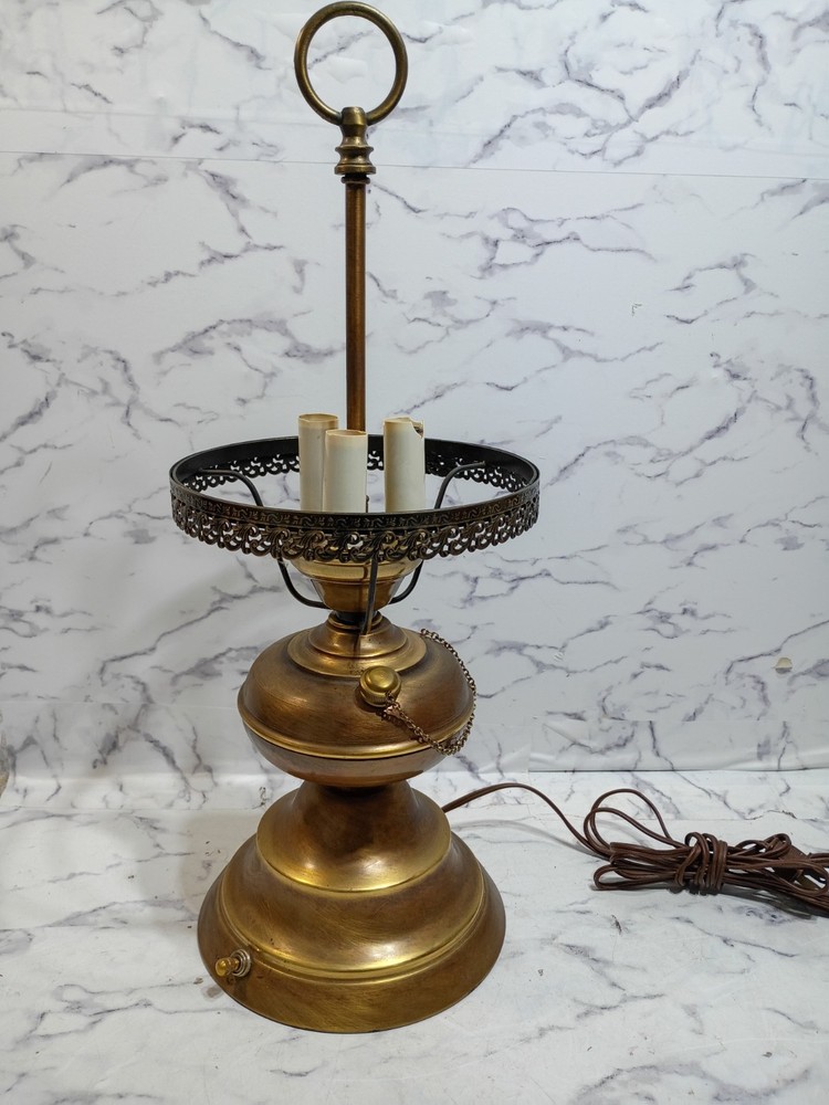 Brass Parlor Hurricane Table Electric Lamp No Globe or Chimney
