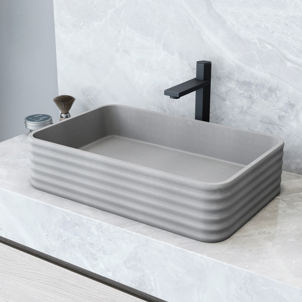 Vigo Cadman 21x14x5 Inch Grey Rectangular Concrete Sink