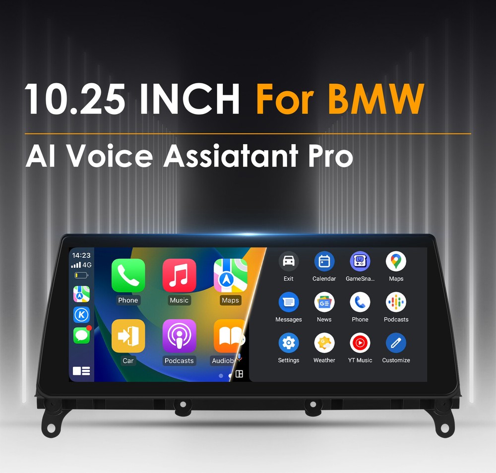 10.25''Android14 Car Stereo Radio Wireless CarPlay GPS For BMW X3 F25 X4 F26 NBT