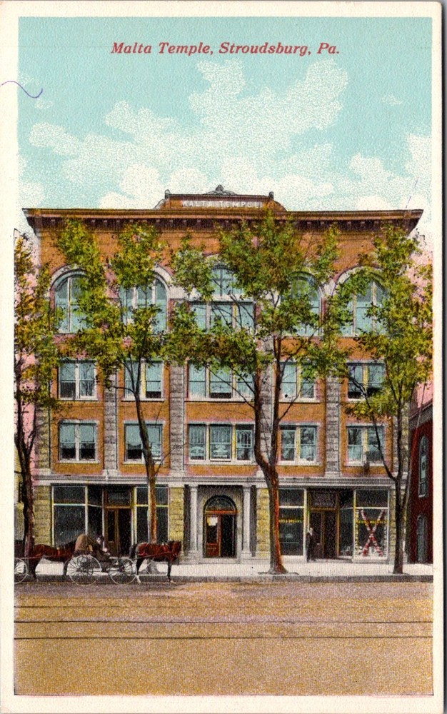 View of Malta Temple, Stroudsburg PA Vintage Postcard V32