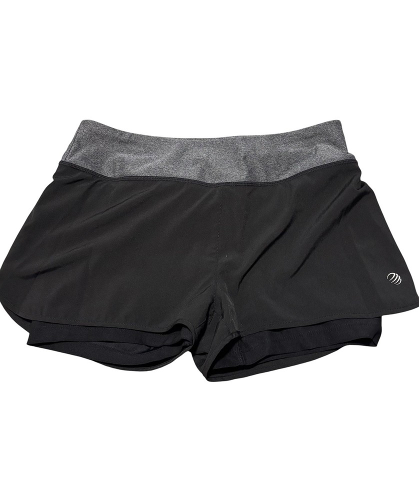 MPG Women's Run Shorts Black With Pink Zipper Pocket in Waist, Size S