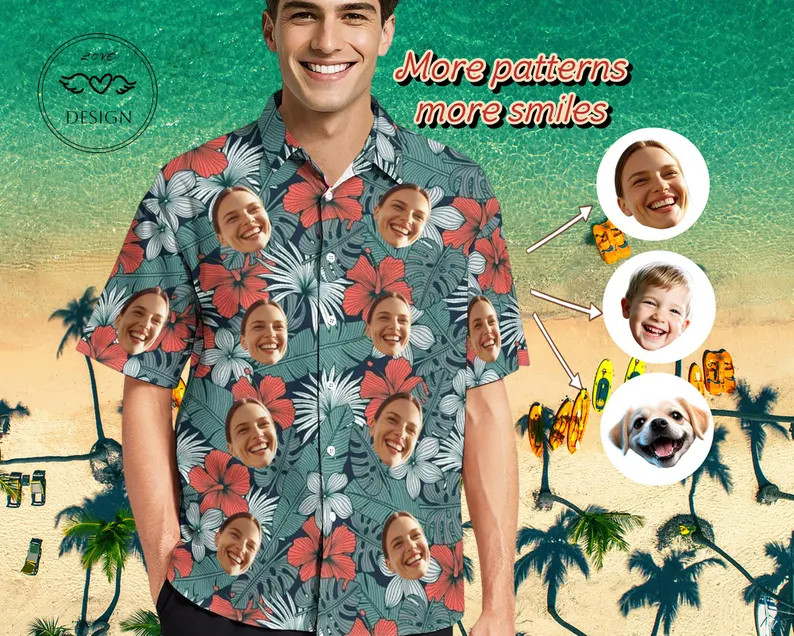 Custom Faces Hawaiian Shirt Personalized Photo Print Funny Gift Summer Vacation