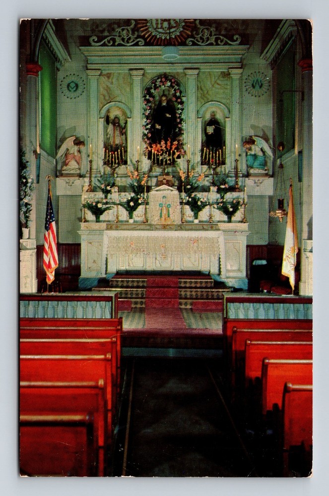 Albuquerque NM-New Mexico Church San Felipe De Neri Altar Vintage c1957 Postcard
