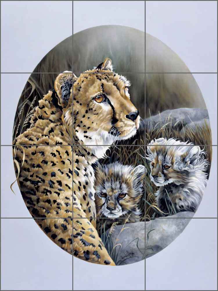 Ceramic Tile Mural Kitchen Backsplash Forget Cheetah Cat Wildlife Art VFA013