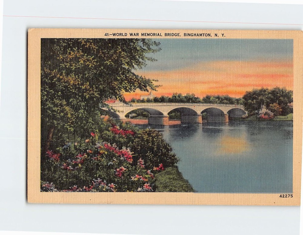 Postcard World War Memorial Bridge Binghamton NY