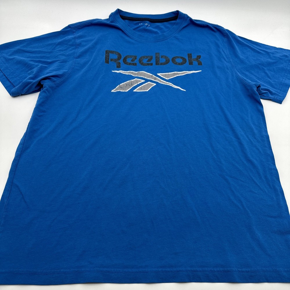 Reebok T-Shirt Men Large Graphic Print Logo Blue..#16328