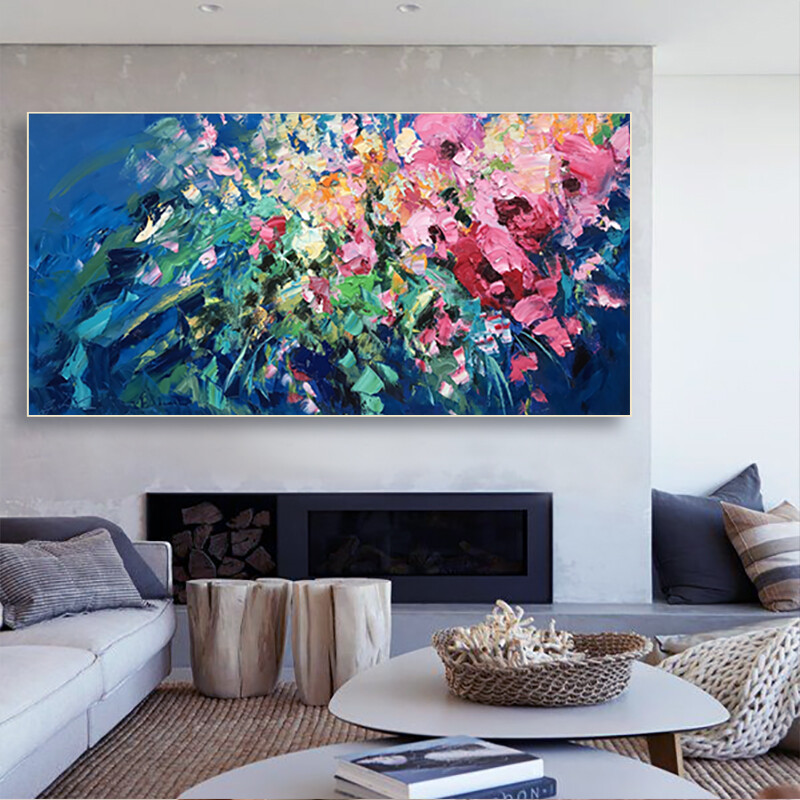Knife Abstract Canvas Wall Art Oil Painting Hand Painted Impression Flower