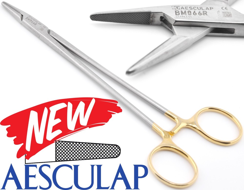 AESCULAP BM066R Durogrip Mayo Hegar SERR Tungsten Carb-Bite Needle Holder 7.25