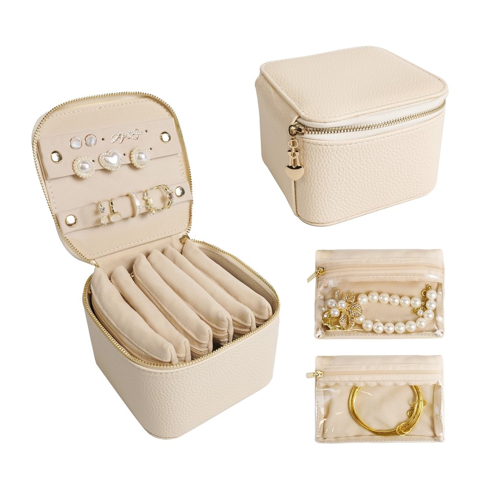 Compact 6-Pocket Velvet Travel Jewelry Organizer with Storage Bags