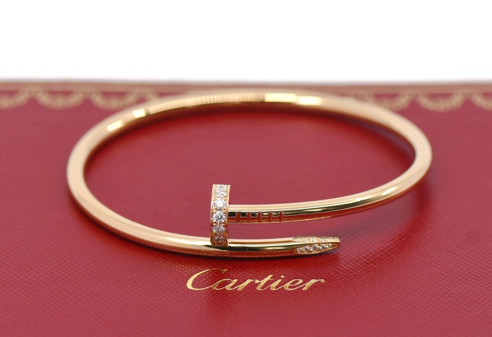 Cartier Just Un Clou Diamond 18K Rose Gold Bracelet Size 18
