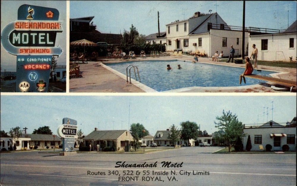 Front Royal Virginia Shenandoah Motel multiview swimming pool ~ postcard sku133