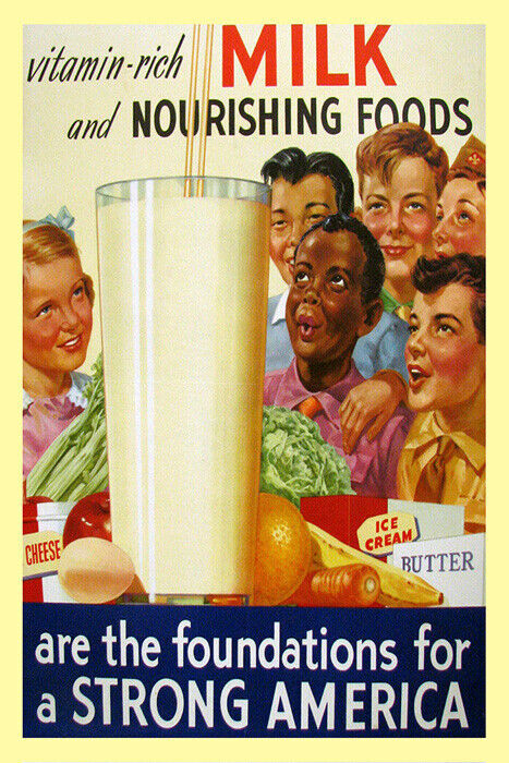 CHILDREN VITAMIN MILK NOURISHING FOOD FOR A STRONG AMERICA VINTAGE POSTER REPRO