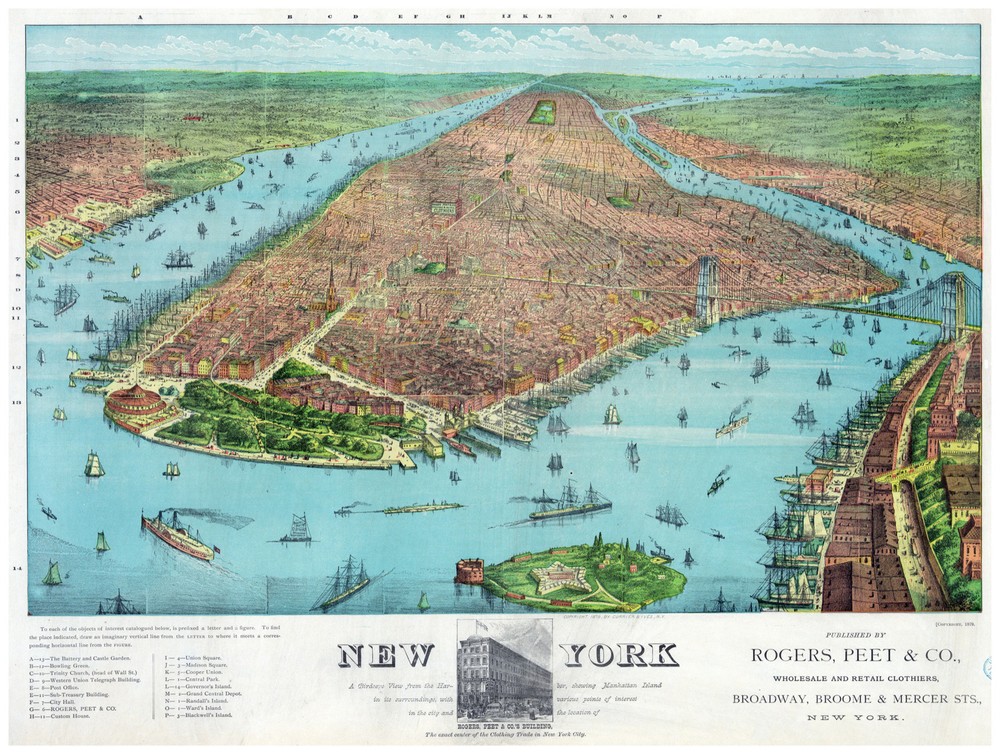 Decor Poster. Fine Graphic Art. New York Panoramic View. Home Wall Design. 1143