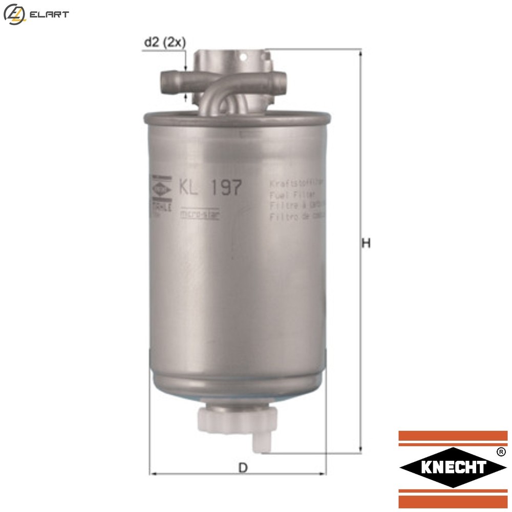FUEL FILTER KL 197 FOR AUDI ANY 1.2L BHC/AMF 1.4L 3cyl A2