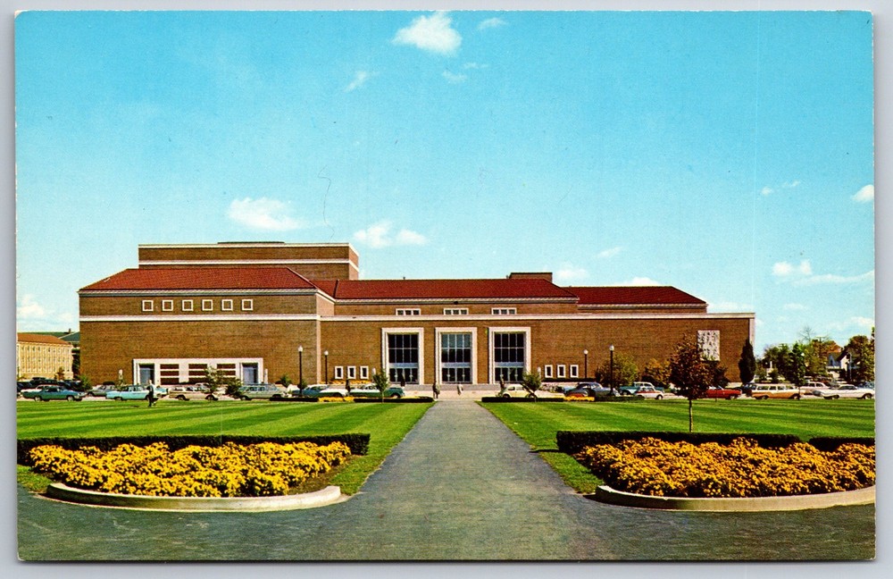 West Lafayette Indiana~Purdue University~Memorial Center Exterior~1950s Postcard