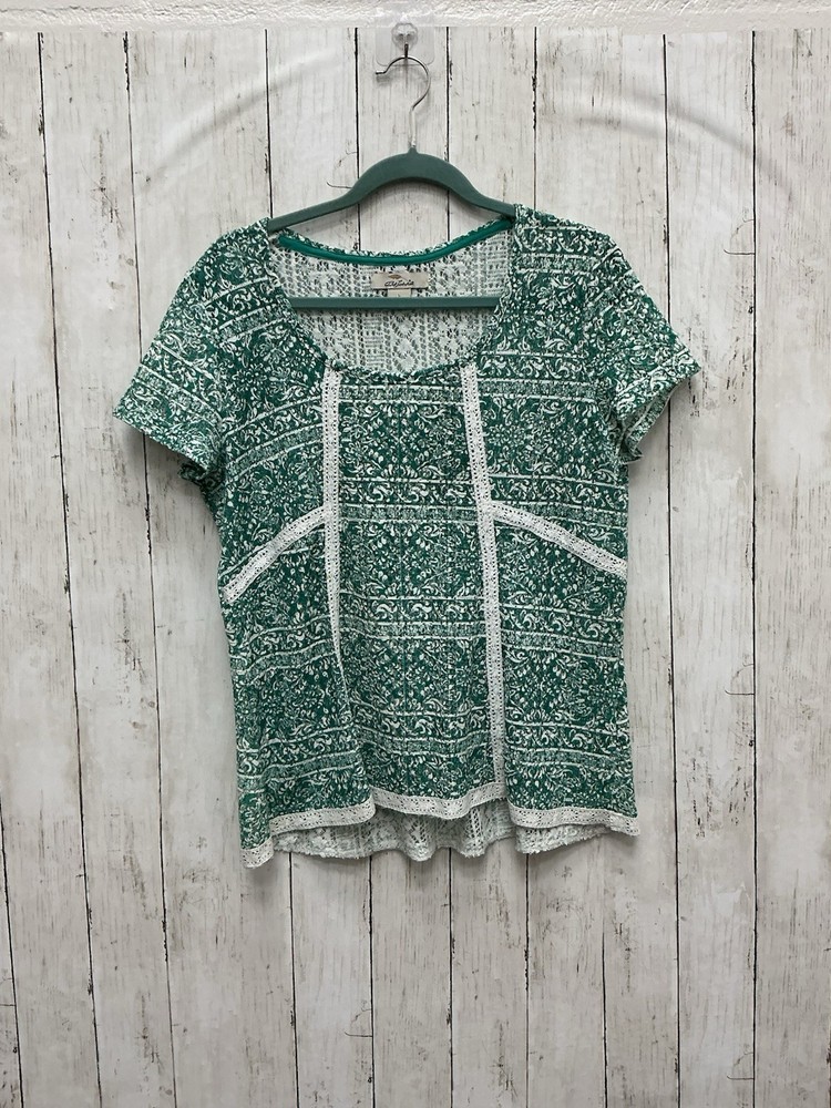 Bob Timberlake Women’s Large Lace Detail Short Sleeve Top Casual Blouse