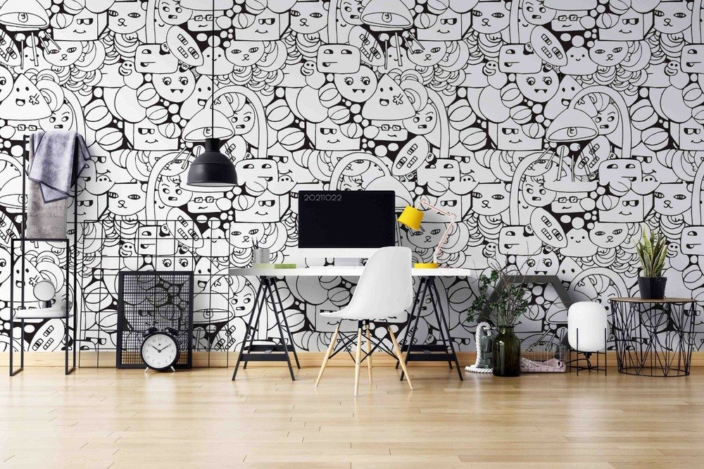 3D Abstract Strange Face Graffiti Self-adhesive Removable Wallpaper Murals Wall