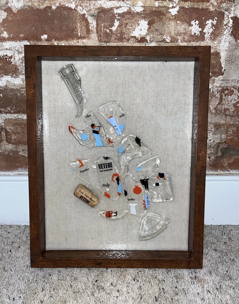 Broken Wine Bottle Art - With Frame
