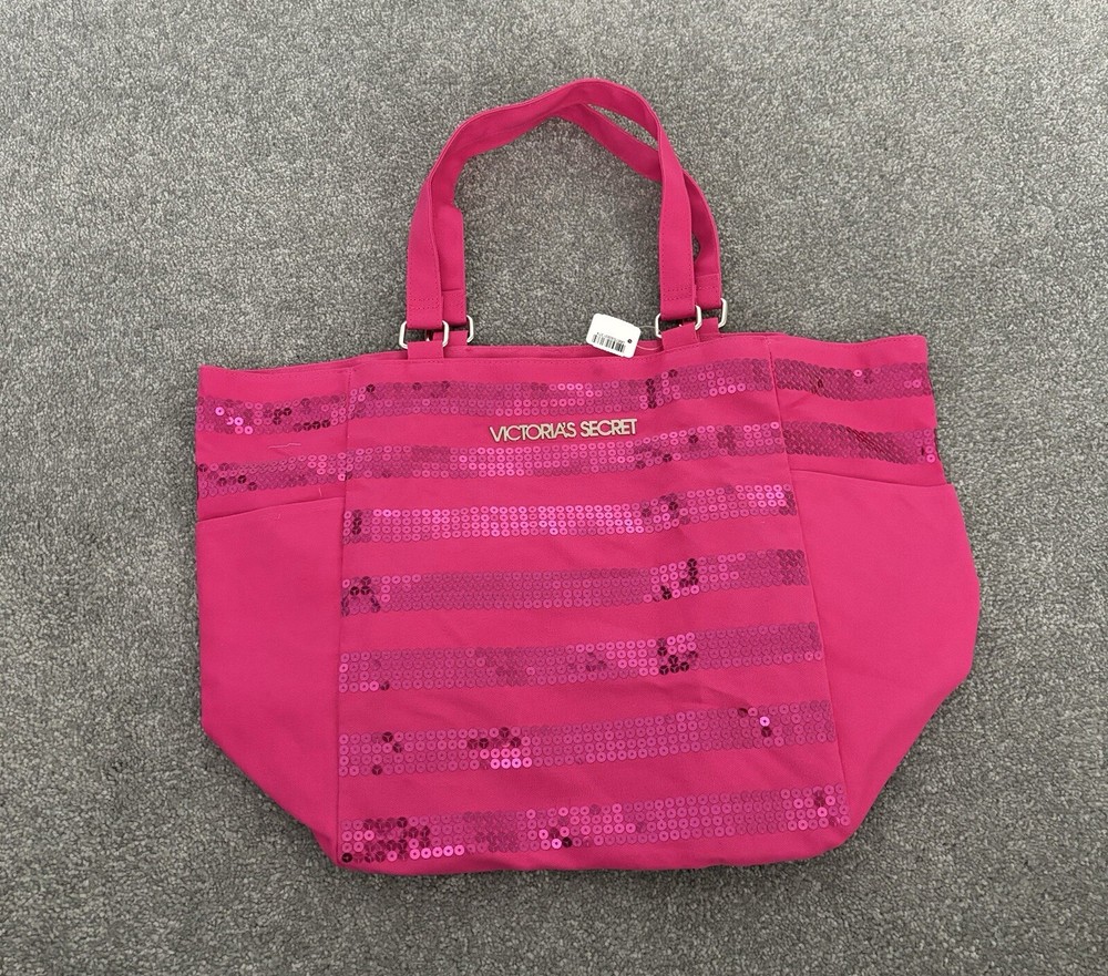 NEW w/ tags Victoria’s Secret Pink Sequins Y2K Canvas Tote Bag. Rare Find !