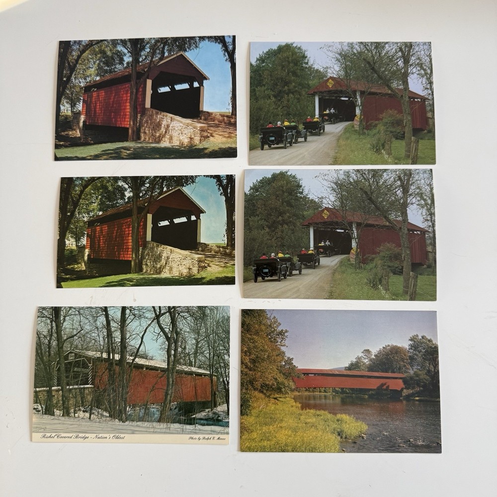 Vintage Pennsylvania Covered Bridge Postcards Lot Scenic Color Views Unused