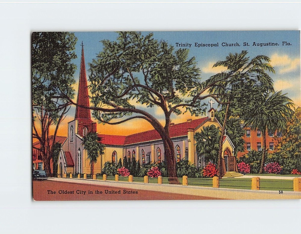 Postcard Trinity Episcopal Church Saint St. Augustine Florida USA North America