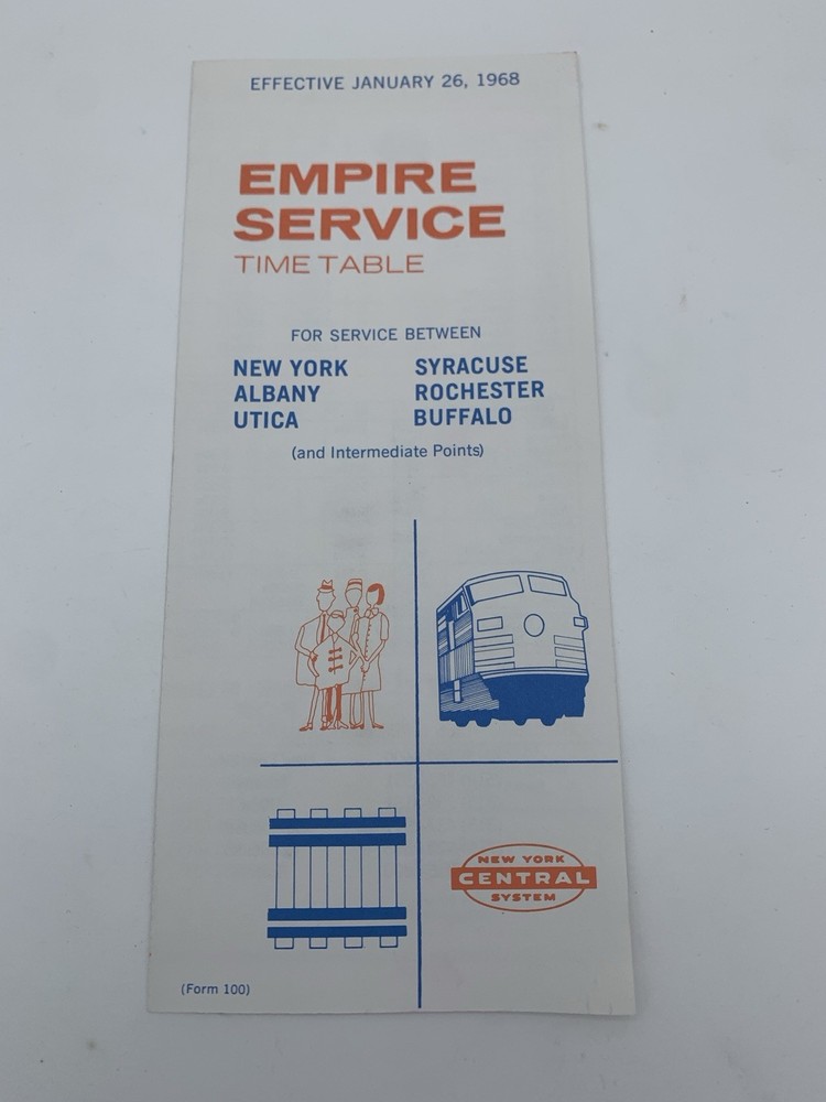 New York Central Empire Service Time Table Jan 26 1968 New York Albany Buffalo