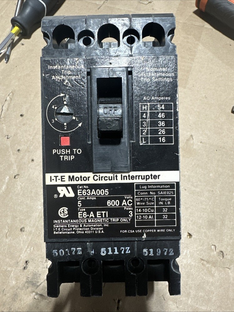 Siemens E63A005 600V