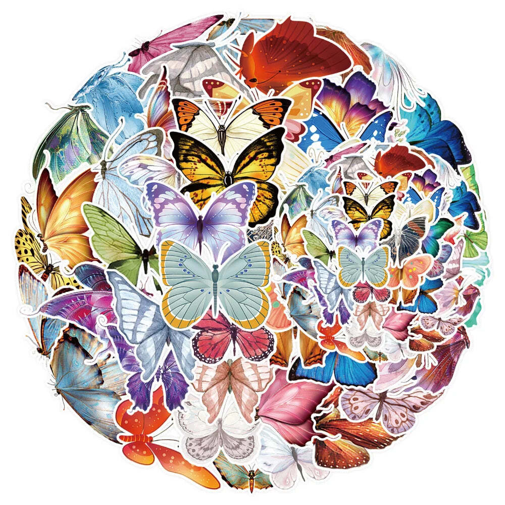50Pcs Butterfly Stickers for Laptop Skateboard Guitar Stationery Stickers DIY Fr