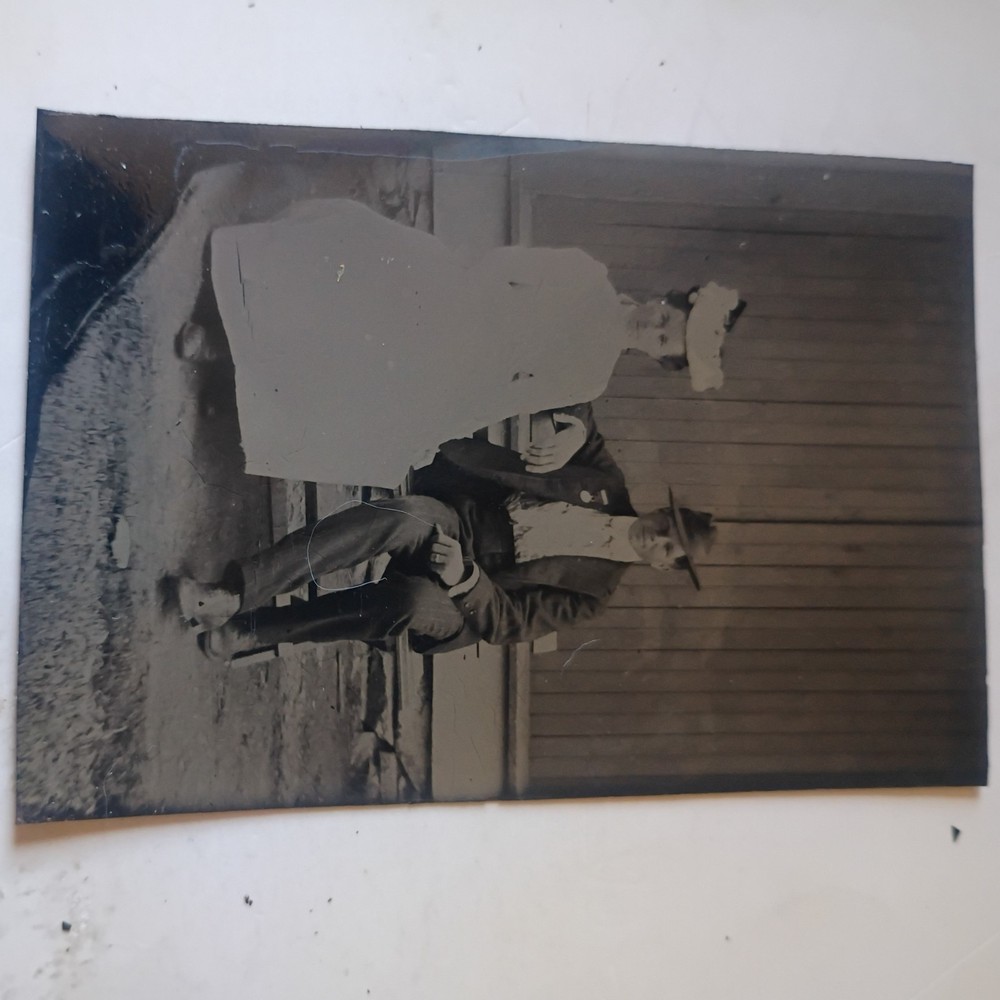 Antique late 1800s TinType Tin Type Photo Young Couple