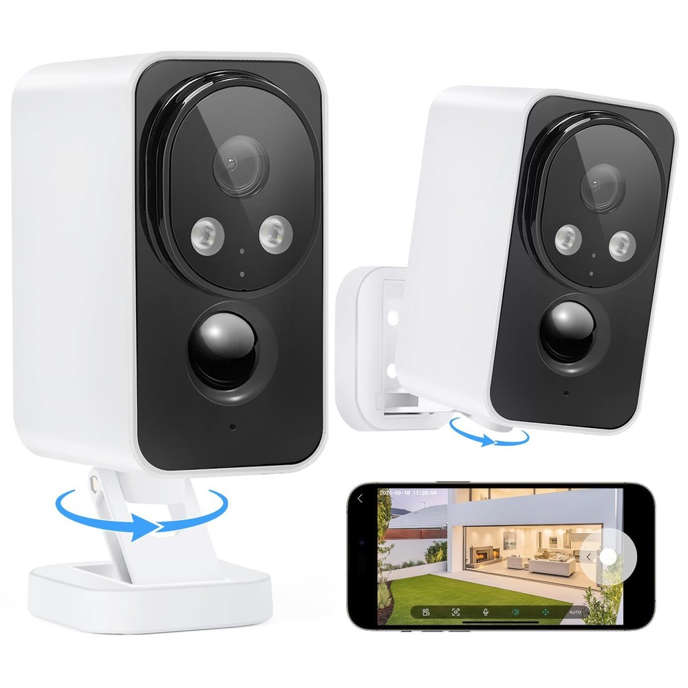 Security Cameras Wireless Outdoor Pan Rotating 180° 2K Cameras for Home Secur...