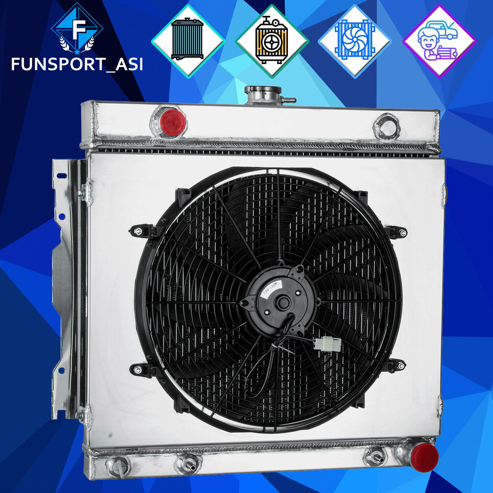 2-Row Radiator Shroud Fan Fit 1970-79 Dodge D/W D100 D150 200 250 5.2 5.9L Truck