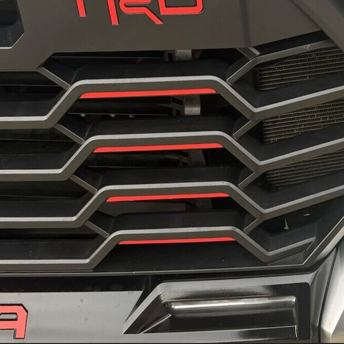 4 RED LINES SET FOR 2022 2023 2024 Front Emblem TUNDRA Grill Bumper