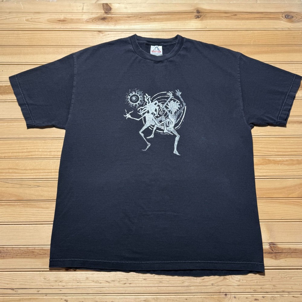 Vintage 90s Tribal Dancing Art Grunge Rave Festival Streetwear Shirt USA Size XL