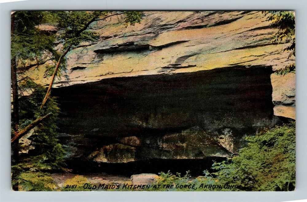 Akron OH, The Gorge, Cliff, Old Maid's Kitchen, Ohio c1913 Vintage Postcard
