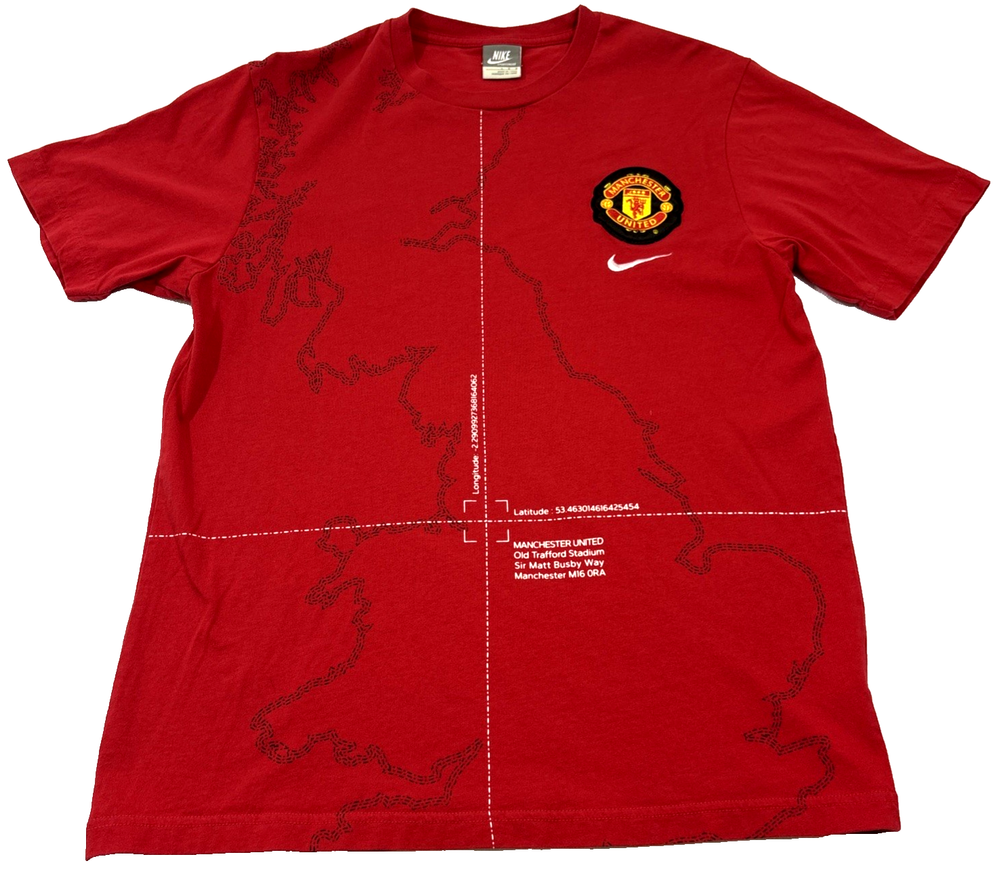 Nike Manchester United Red Organic Cotton T Shirt Mens Large Soccer 2009 EUC